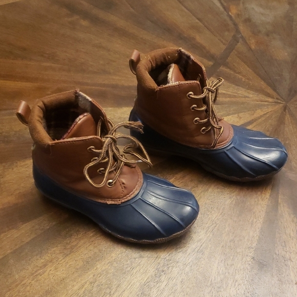 Adrienne Vittadini Kids Brown and Blue Duck Boots Size 3 - Picture 1 of 10